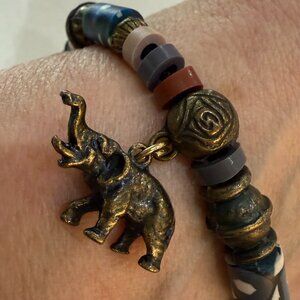 Artisan African Trade Bead Animal Charm Bracelet